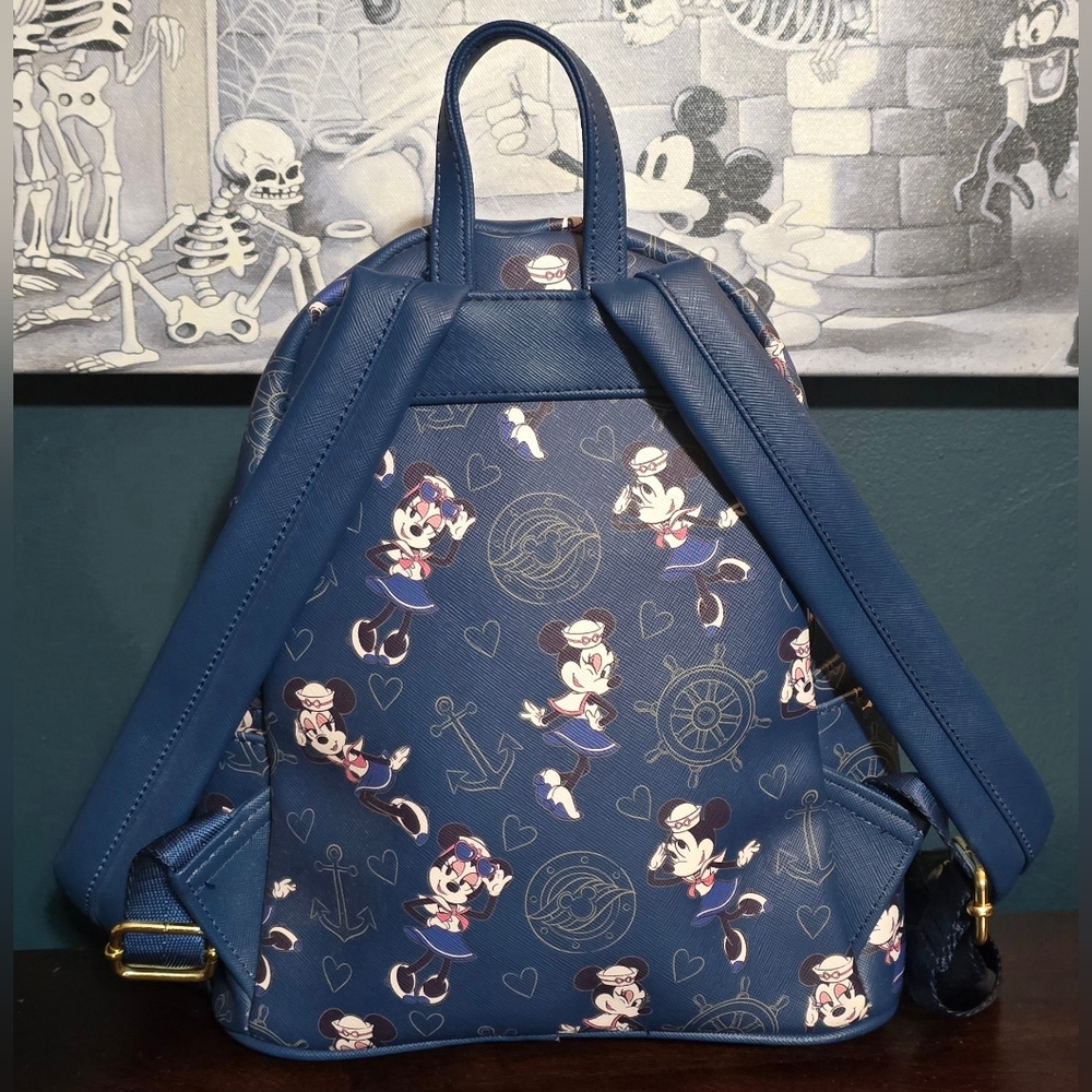 Loungefly ❤️ Logo Disney Cruise Line Sailor Minnie Mouse Backpack and Wallet - Picture 5 of 12